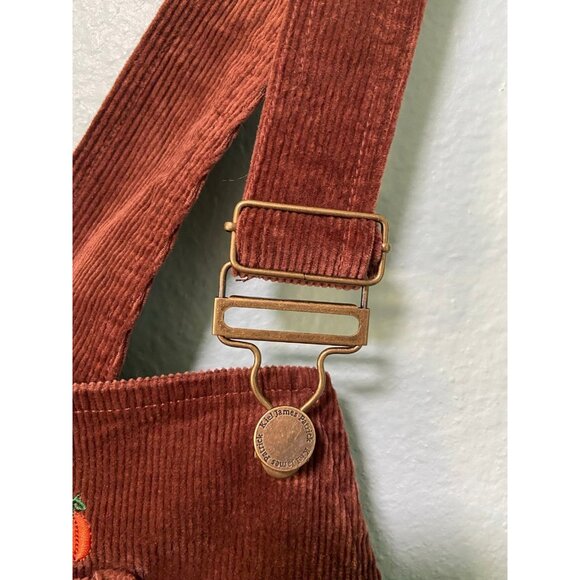 Kiel James Patrick Corduroy Pumpkin Brown Overall Skirt Dress - Picture 5 of 8